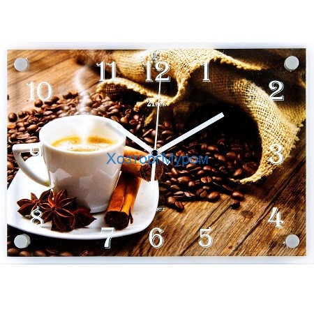 Часы настенные "Ароматный кофе" 25х35см, пластик, стекло, 2535-906