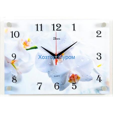 Часы настенные "Белая орхидея" 25х35см, пластик, стекло, 2535-1220