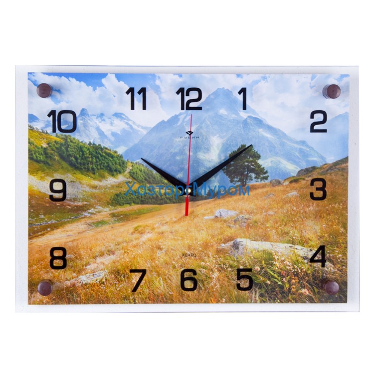 Часы настенные "В горах" 25х35см, пластик, стекло, 2535-038