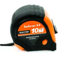 Рулетка 10м х 32мм, 3 фиксации, обрезиненный удар. корпус, Мастер, Bohrer 41021032