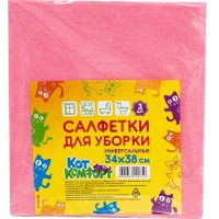 Салфетки 340х380мм, вискозные, 3шт, КотКомфорт 15133438