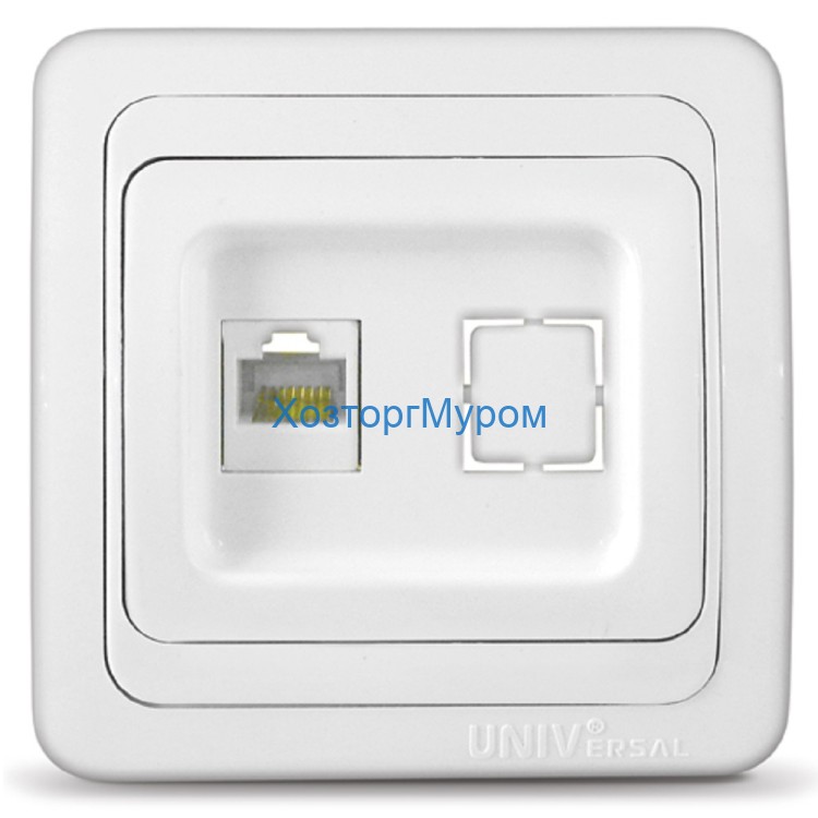 Розетка 1СП компьютерная Universal, белая, В0035 (для интернета)