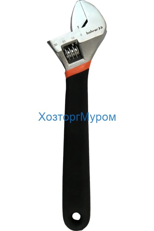Ключ 200/24мм, 8", разводной, сталь 45, обрезиненная ручка, Bohrer 48012120