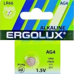 Элемент питания 377А эрголюкс LR626, AG4, 377, LR66, 177, 77A