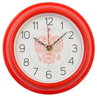 Часы настенные "Герб России" 21 см, пластик, красный корпус
