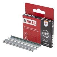Скобы тип 53, 11,3х0,75х04 мм, прямоуг. 1000 шт., для степлера, Miles N3-4mm