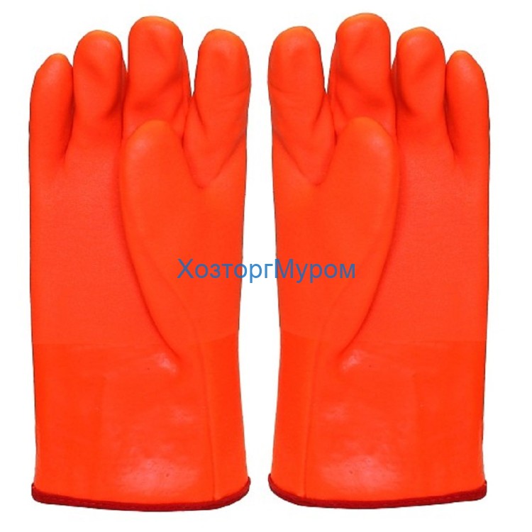 Перчатки х/б обливные (оранжевые) краги с обливом