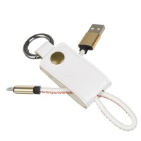 Шнур-брелок для зарядки MICRO USB, 1А, в кожаной оплетке с кольцом, FORZA