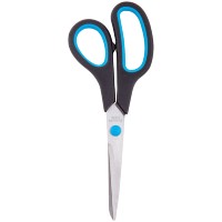 Ножницы 19см, канцелярские эргономичные ручки, черные с синими вставками, ПВХ ,OfficeSpace 264903