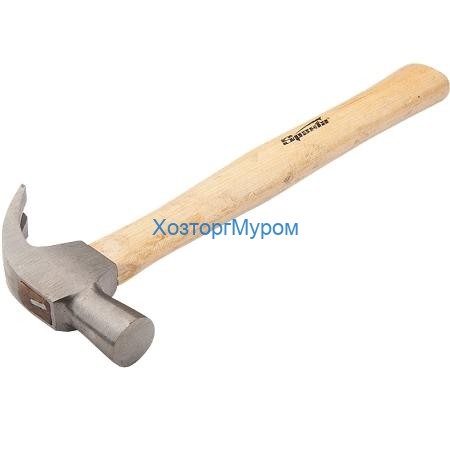 Молоток-гвоздодер 450 г, боек 27 мм, деревянная ручка, Sparta
