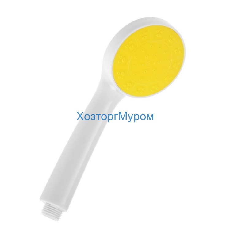 Лейка для душа 1-н режим,  пластик, цвет белый с желтой вставкой, ZEIN Z0206