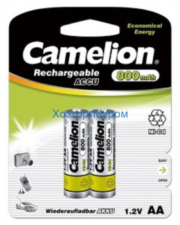 Аккумулятор AA800 mah Ni-Cd Camelion BL2
