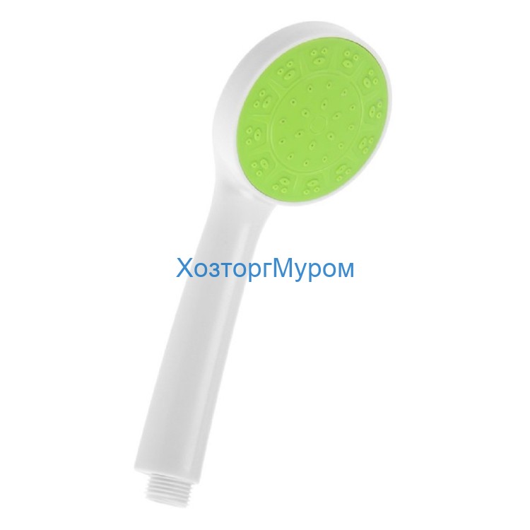 Лейка для душа 1-н режим,  пластик, цвет белый с зеленой вставкой, ZEIN Z0207