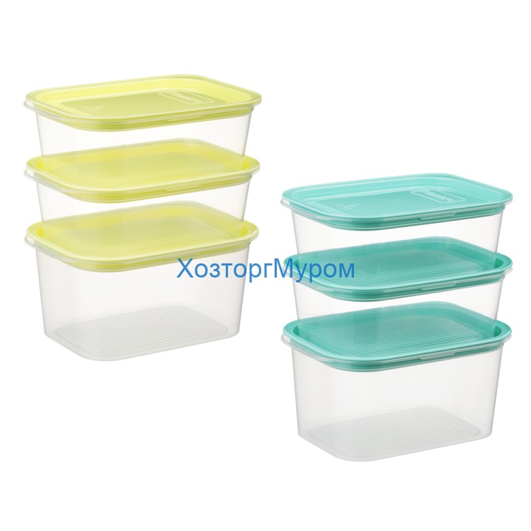 Набор контейнеров для продуктов прямоугольных с паровыпуском 3шт (0, 5лх2; 0, 75л), пластик